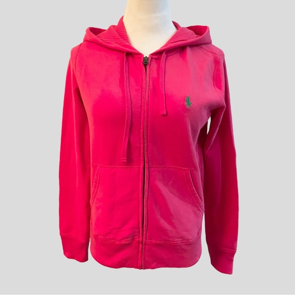 POLO RALPH LAUREN RED RASPBERRY HOODIE SIZE MEDIUM - Picture 1 of 14